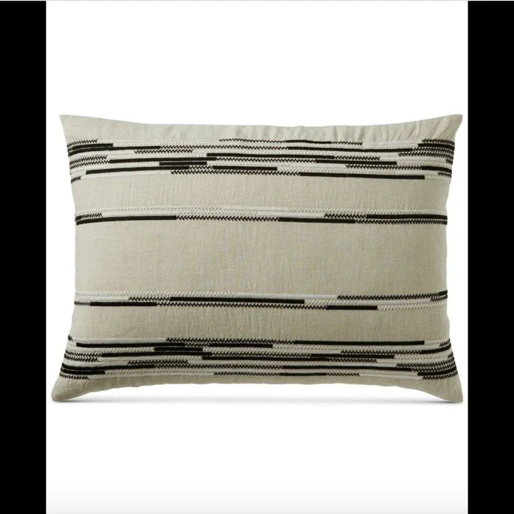 NIB $135 Hotel Collection Global Stripe‎ (1) Linen Standard Sham #238